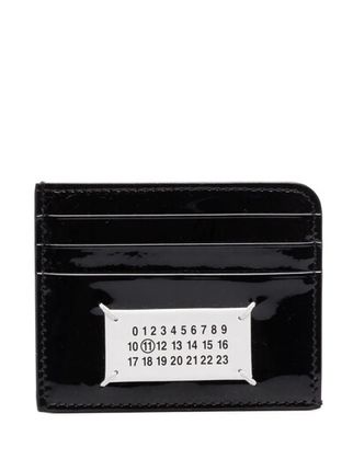 Logo-debossed Patent Leather Card Holder In Black