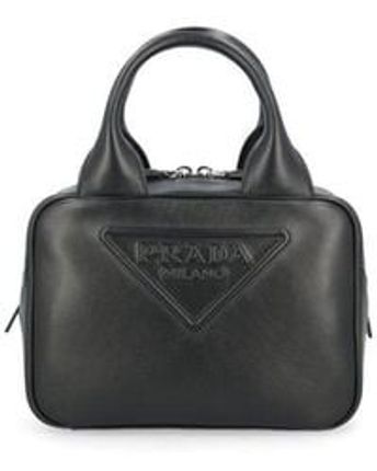 Women's Black Logo-embossed Top Handle Bag