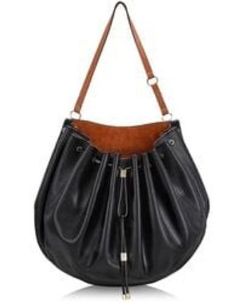 Women's Black Paloma Ruched Leather Hobo Bag