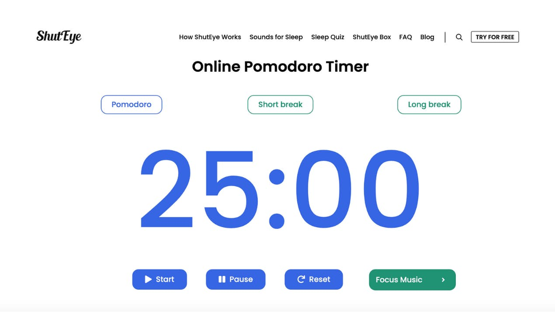 Online Pomodoro Timer By ShutEye