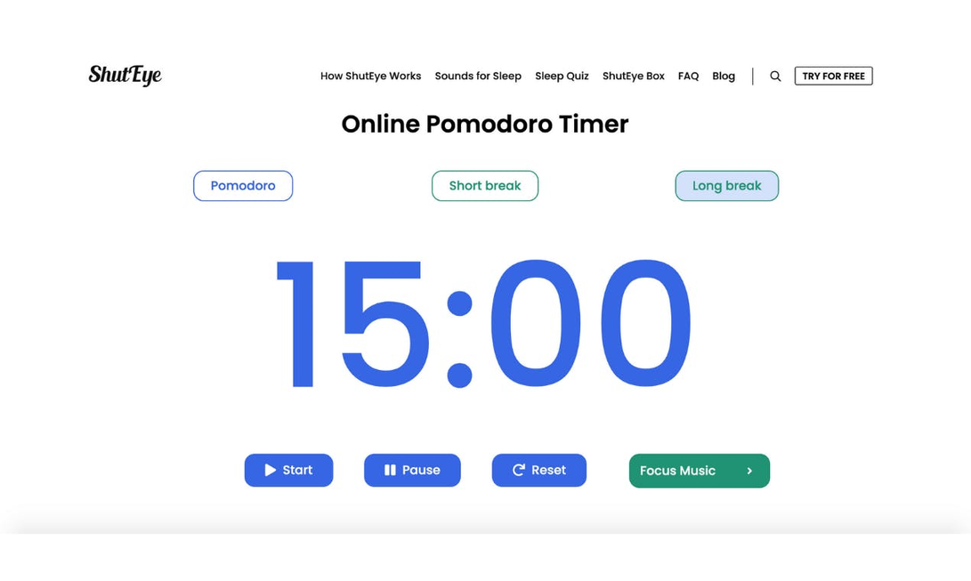 Online Pomodoro Timer By ShutEye