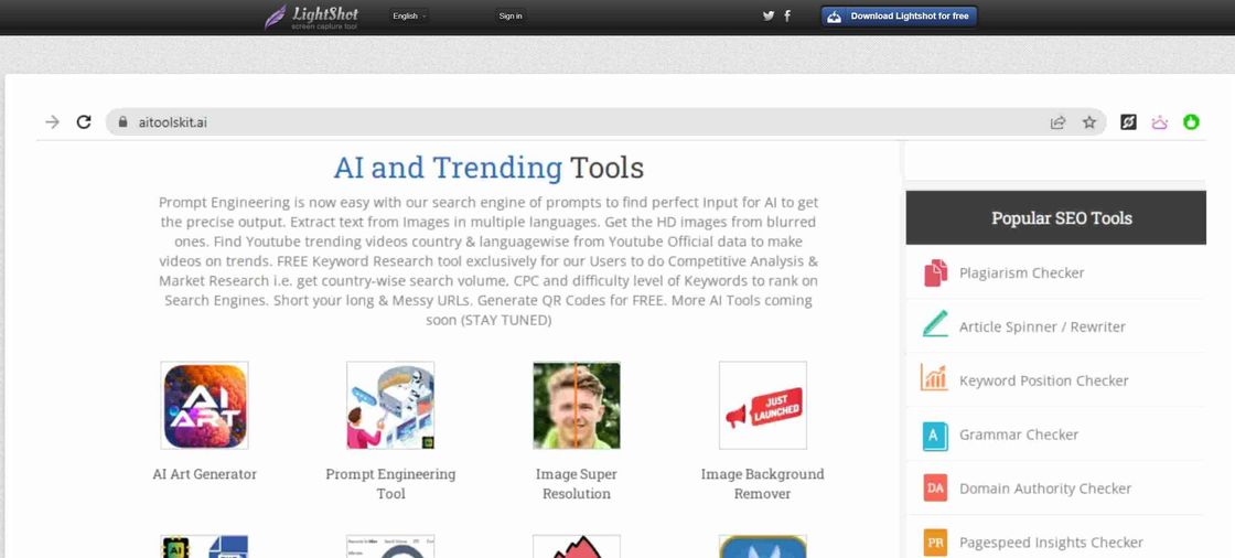AiToolsKit.ai - Free AI, Seo & Social Media Tools All-in-one Platform