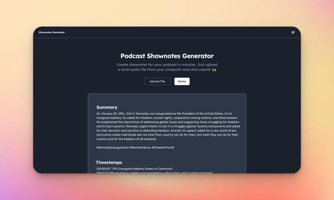Podcast Shownotes Generator