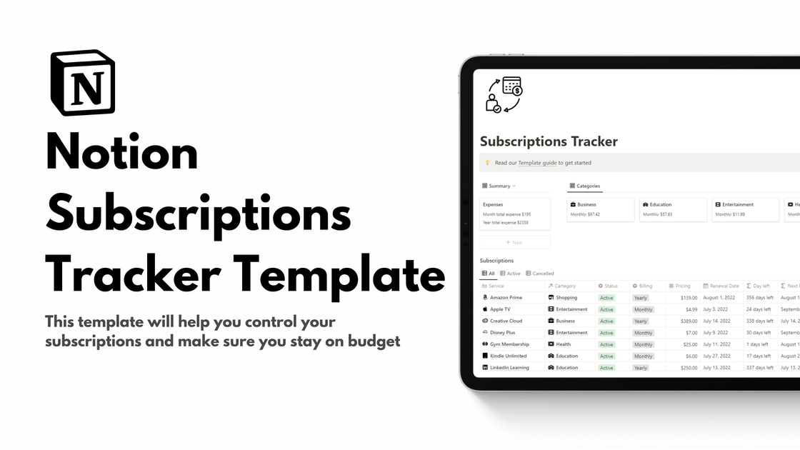Notion Subscriptions Tracker Template