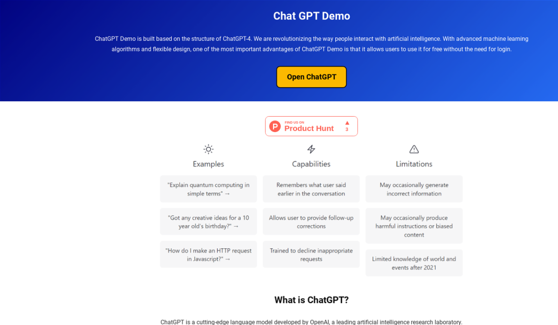 Chat Gpt Demo: Alternatives, Pricing, And Information | Gpttool