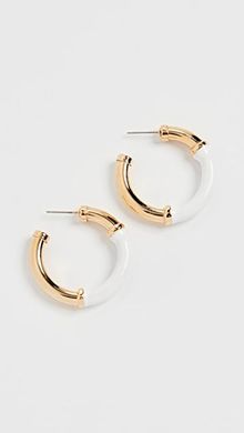 Small Gold and White Earrings