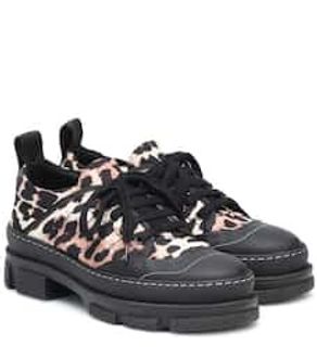 Leopard-print nylon sneakers