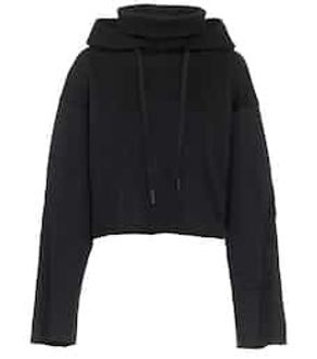 Effortless cropped cotton-blend fleece hoodie