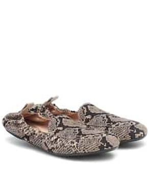 Snake-print leather loafers